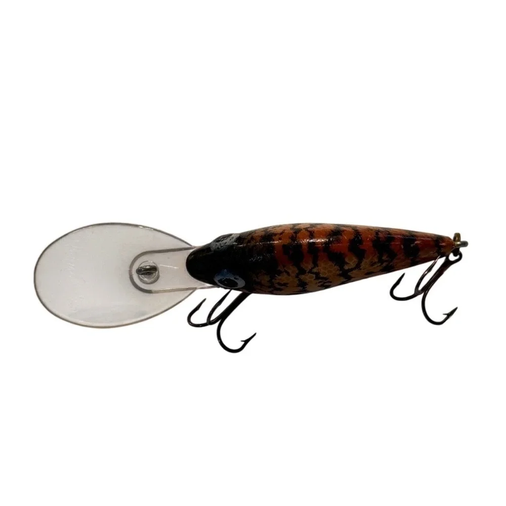 Natural Ike Vintage Deep‎ Diving Crankbait Lure Orange Black Crawfish Pattern